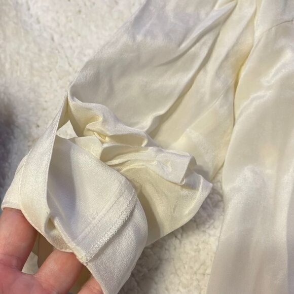 NWT Line & Dot Silk Ivory Button Down - Picture 4 of 7